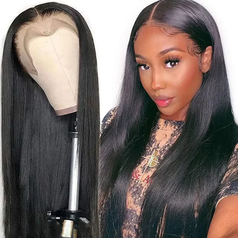 13×4 Lace Front Straight Pre Plucked Virgin Human Hair Wig 150% Density
