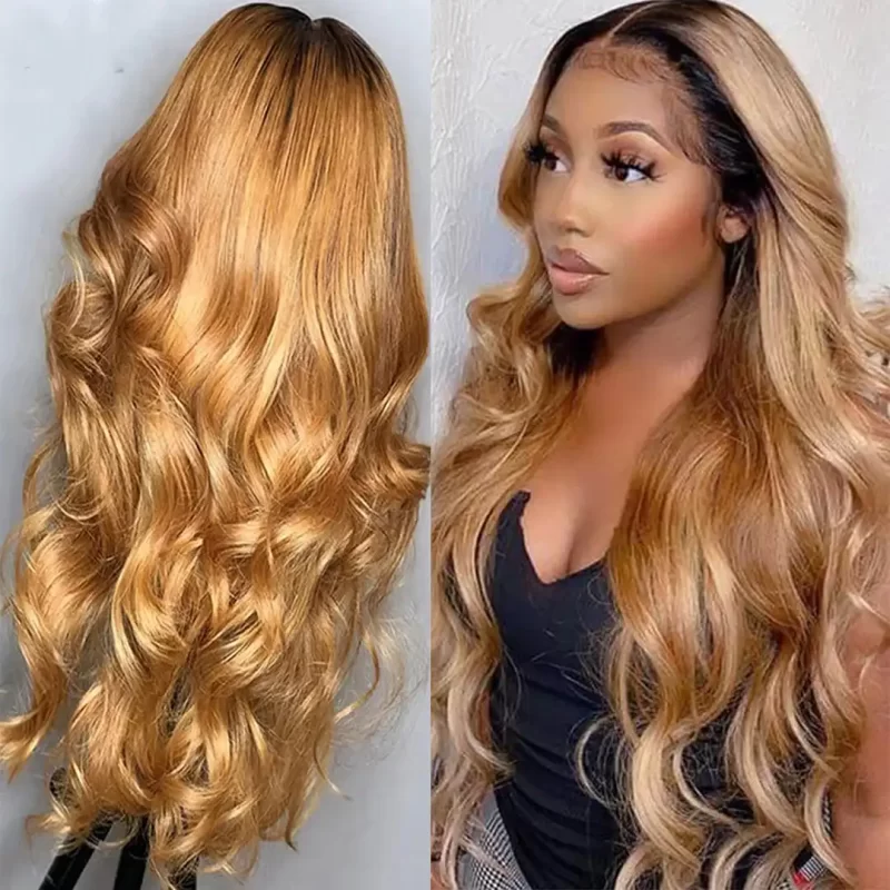 Body Wave Blonde Human Hair Wig 150 Density 5x5 Lace Closure Transparent Lace Wig